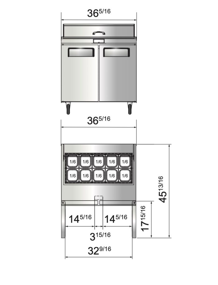 Atosa – MSF3610GR — 36″ Refrigerated Standard Top Sandwich Prep. Table ...