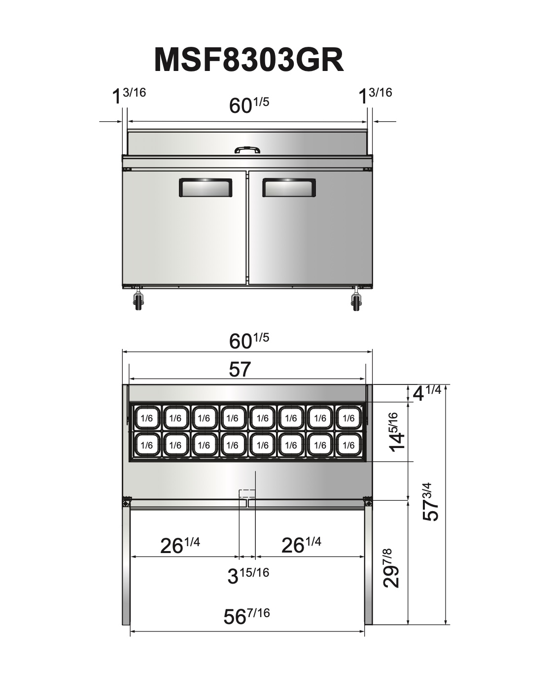 Atosa – MSF8302GR — 48″ Refrigerated Standard Top Sandwich Prep. Table ...